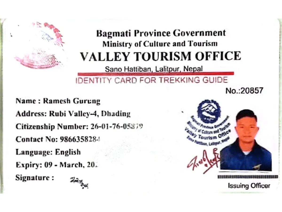 Ramesh Gurung Guide License
