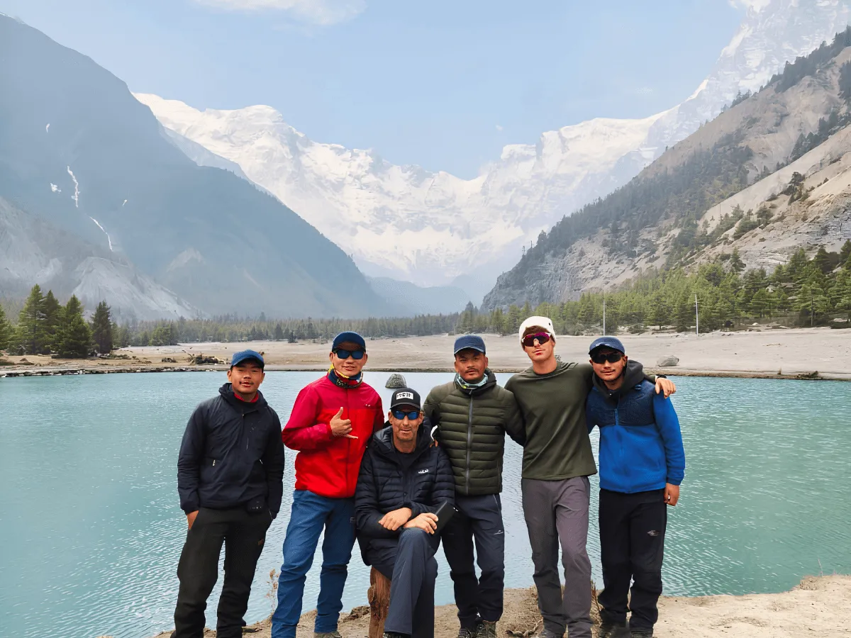 Trekker At Blue Lake Manang